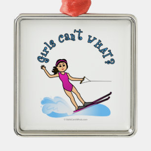 Adorno Metálico Esquiadora De Agua Femenina Ligera