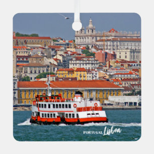 Adorno Metálico Esquina de Lisboa con el antiguo ferry en el río T