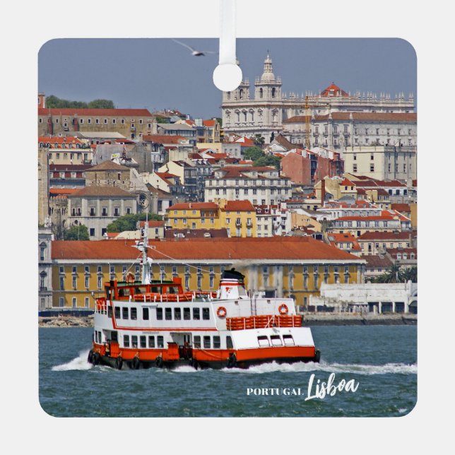Adorno Metálico Esquina de Lisboa con el antiguo ferry en el río T (Anverso)
