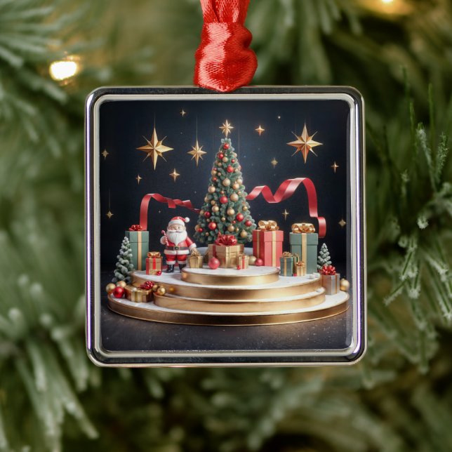 Adorno Metálico Estadio de Navidades 3D con árbol de Navidad (Árbol)