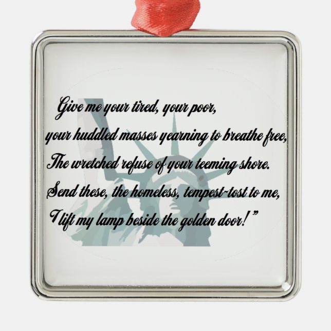 Adorno Metálico Estatua de la libertad - déme su cansado… (Frente)