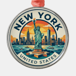 Adorno Metálico Estatua de la Libertad Nueva York