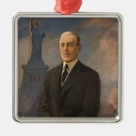 Adorno Metálico Estatua de la Libertad y Presidente Woodrow Wilson