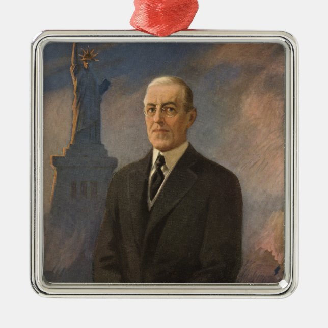 Adorno Metálico Estatua de la Libertad y Presidente Woodrow Wilson (Frente)