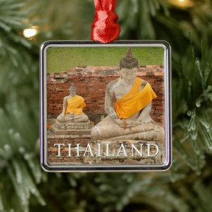 Adorno Metálico Estatuas de Budas sentados   Ayutthaya, Tailandia