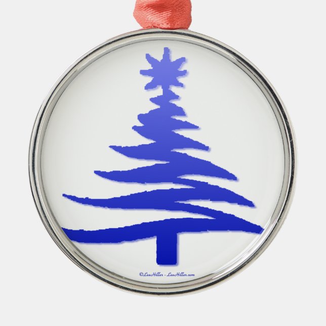 Adorno Metálico Esténcil de árbol de navidad azul de cobalto (Frente)