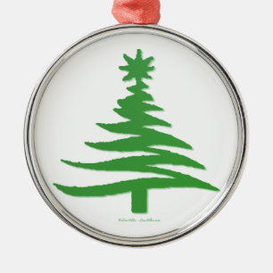 Adorno Metálico Esténcil de árbol de Navidad moderno Imprimir verd