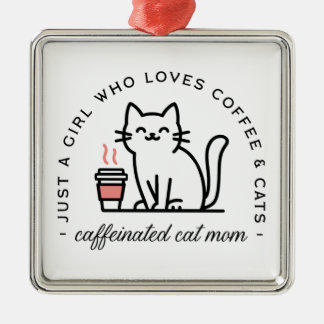 Adorno Metálico Estética femenina amante de gatos y café