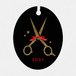 Adorno Metálico Estilista de peluquero Tijeras de purpurina dorada