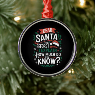 Adorno Metálico Estimado Papá Noel Antes De Explicar Cuánto Sabes