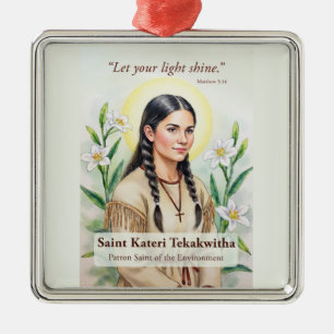 Adorno Metálico Estímulo religioso de Santa Kateri Tekakwitha