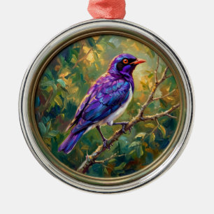 Adorno Metálico Estornino de dorso violeta