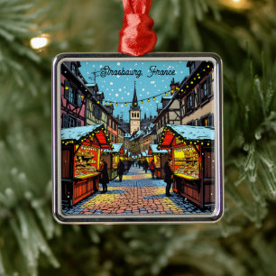 Adorno Metálico Estrasburgo, Francia Navidad  