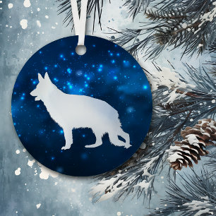 Adorno Metálico Estrella azul ilumina a Navidades del Pastor Alemá