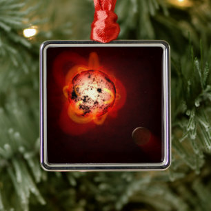 Adorno Metálico Estrella De Enano Rojo Orbida Por Un Exoplaneta Hi