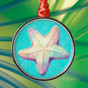 Adorno Metálico Estrella de mar tropical de Navidad