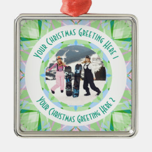 Adorno Metálico Estrella de Navidad Personalizada Foto de Saludo V