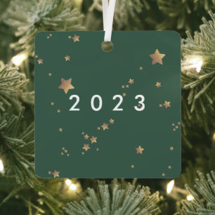 Adorno Metálico Estrella moderna verde blanca Navidad feliz clásic