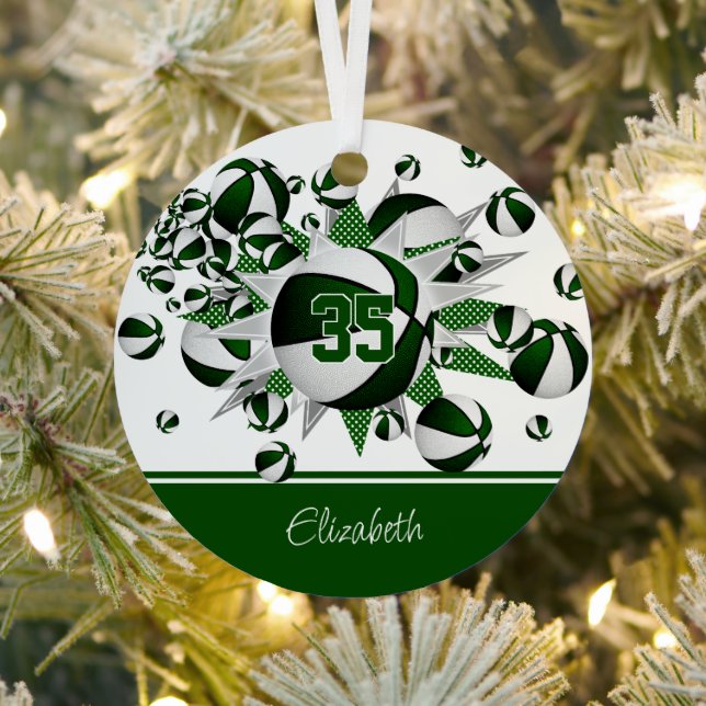 Adorno Metálico estrellas de baloncesto blanco verde personalizada (in situ)