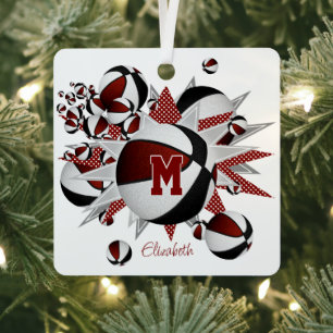 Adorno Metálico Estrellas de baloncesto negro maroon personalizada