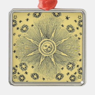 Adorno Metálico Estrellas Sol Antiguo Cielo Nocturno Zodiaco Medie