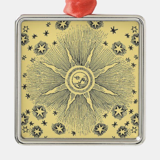 Adorno Metálico Estrellas Sol Antiguo Cielo Nocturno Zodiaco Medie (Frente)