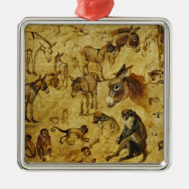 Adorno Metálico Estudios de animales: burros, monos, gatos y perro