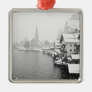 Adorno Metálico Europa, Austria, Hallstat. Vista del pueblo en la 