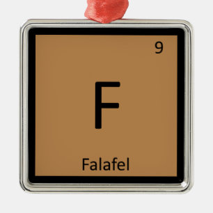 Adorno Metálico F - Símbolo de tabla periódica de química Falafel