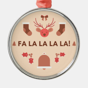 Adorno Metálico Fa La La La La Red Reindeer Ceramic Ornament