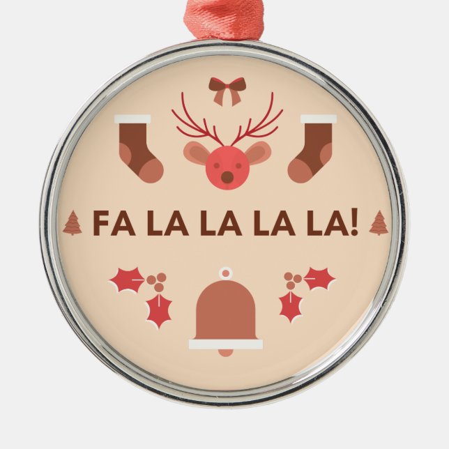 Adorno Metálico Fa La La La La Red Reindeer Ceramic Ornament (Frente)