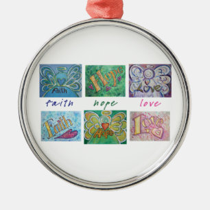 Adorno Metálico Faith Hope Love Angel Art Collage Ornament Pendant