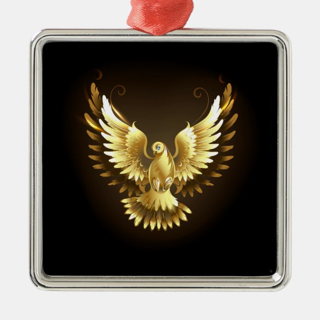 Adorno Metálico Falsa paloma de paz del Relieve metalizado dorado  (Frente)