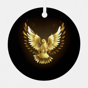 Adorno Metálico Falsa paloma de paz del Relieve metalizado dorado 