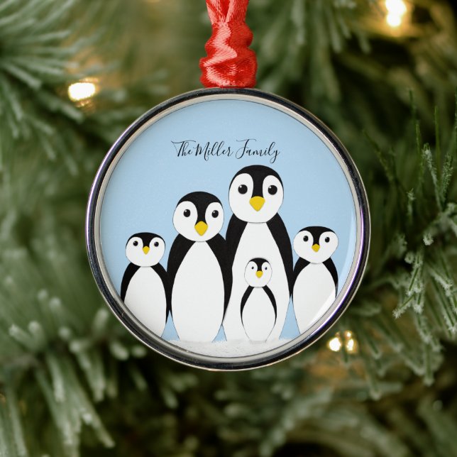 Adorno Metálico Familia Cute Penguin (Árbol)