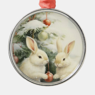 Adorno Metálico Familia de árboles Bunnies de los navidades