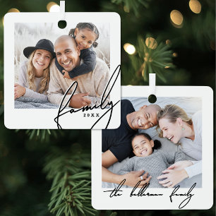 Adorno Metálico Familia de foto con letra elegante personalizada