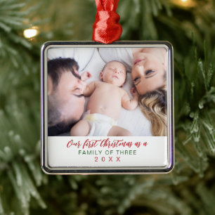Adorno Metálico Familia de fotos de la primera Navidad
