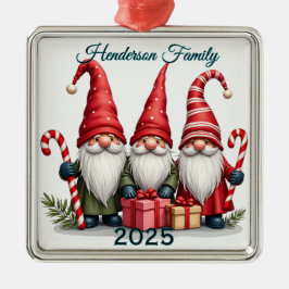 Adorno Metálico Familia de Gnomos Personalizada de Tres