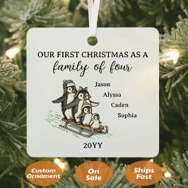 Adorno Metálico Familia de las Cuatro Primeras Navidades