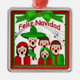 Adorno Metálico Familia de navidades Caroleros Mexicanos Cinco Orn
