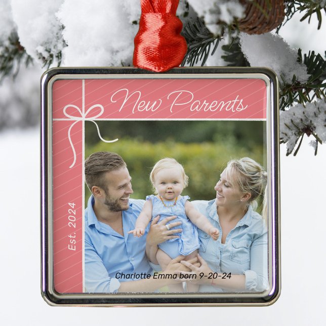 Adorno Metálico Familia de Padres Nuevos Primera Foto De Navidad (Subido por el creador)