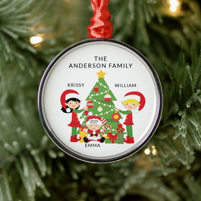 Adorno Metálico Familia dulce de 3 Navidades personalizados (Árbol)