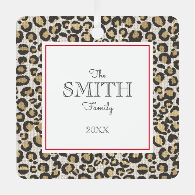 Adorno Metálico Familia Leopard Nombre Foto Año Moda Roja (Anverso)