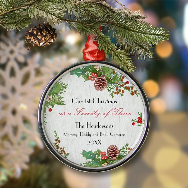 Adorno Metálico Familia Rústica de 3 Recienes nacidos Primer hito  (Subido por el creador)