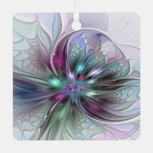 Adorno Metálico Fantasía abstracta moderna y colorida de flor frac