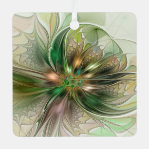 Adorno Metálico Fantasía abstracta moderna y colorida Flor fractal