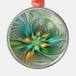 Adorno Metálico Fantasía colorida Resumen Flor Arte Fractal