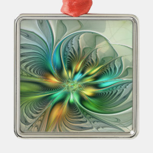 Adorno Metálico Fantasía colorida Resumen Flor Arte Fractal