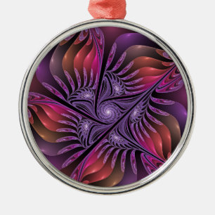Adorno Metálico Fantasía colorida Resumen Trippy Purple Fractal